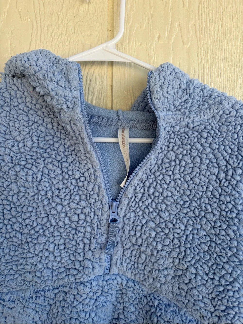 Kids Cozy Half-Zip Sherpa Hoodie - Light Blue Size L